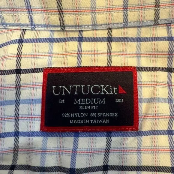 UNTUCKit Men’s Medium Brookview Plaid Shirt Slim Fit - Picture 3 of 5